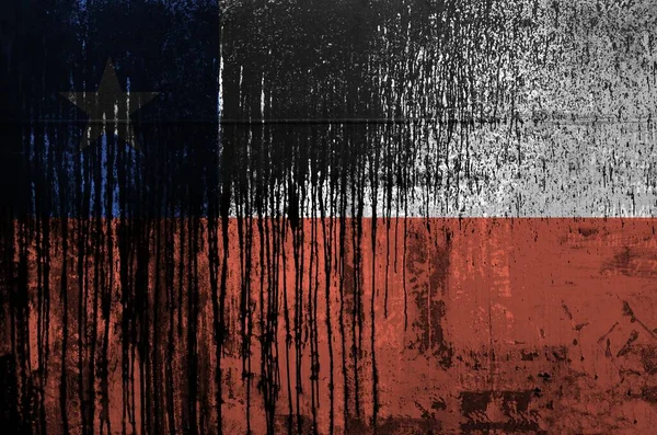 Chile Flag Depicted Paint Colors Old Dirty Oil Barrel Wall — Stock Photo, Image