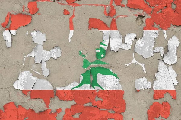 Libanon Flagga Avbildad Färg Färger Gamla Föråldrade Röriga Betong Vägg — Stockfoto