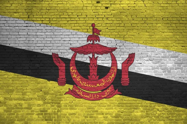 Brunei Darussalam Bandera Representada Colores Pintura Pared Ladrillo Viejo Cerca — Foto de Stock