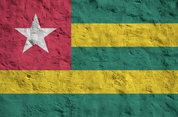 Togo Zászló Ábrázolt Élénk Festék Színek Régi Megkönnyebbülés Vakolás Fal — Stock Fotó