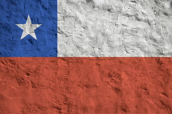 Bandeira Chile Retratada Cores Tinta Brilhantes Parede Reboco Alívio Antigo — Fotografia de Stock