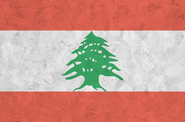 Libanon Flagga Avbildas Ljusa Färg Färger Gamla Relief Putsning Vägg — Stockfoto