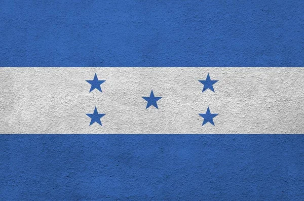 Honduras Flag Depicted Bright Paint Colors Old Relief Plastering Wall — 스톡 사진