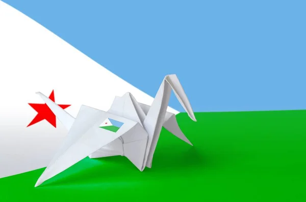 Dzsibuti Zászló Ábrázolt Papír Origami Daru Szárny Keleti Kézműves Művészeti — Stock Fotó