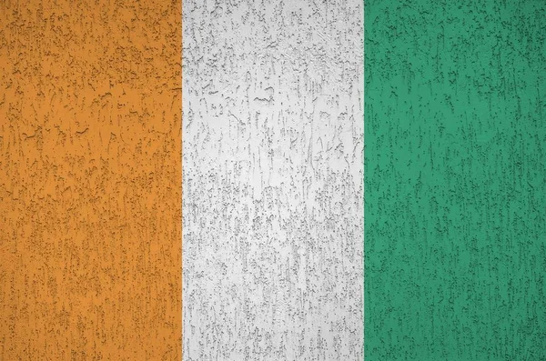 Ivory Coast Flag Depicted Bright Paint Colors Old Relief Plastering — Stock Photo, Image