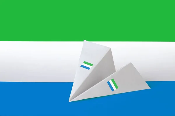 Sierra Leone Zászló Ábrázolt Papír Origami Repülőgép Keleti Kézműves Művészeti — Stock Fotó