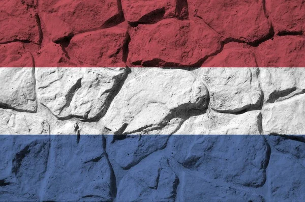 Голландський Прапор Зображений Кольорах Фарби Старій Кам Яній Стіні Поруч — стокове фото