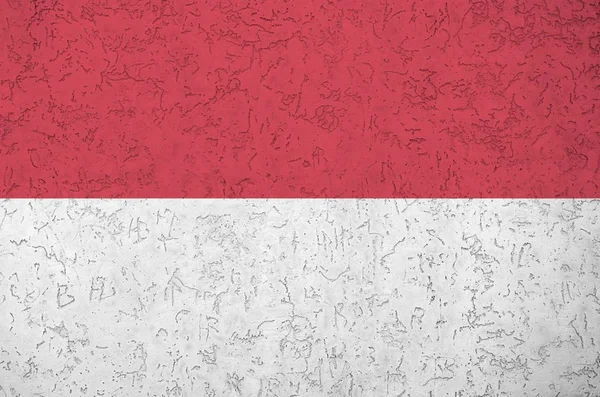 Flaga Indonezji Przedstawiony Jasnych Kolorach Farby Starej Ściany Tynkowania Płaskorzeźba — Zdjęcie stockowe