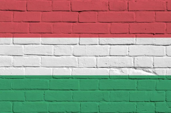 Bandera Hungría Representada Colores Pintura Pared Ladrillo Viejo Cerca Banner —  Fotos de Stock