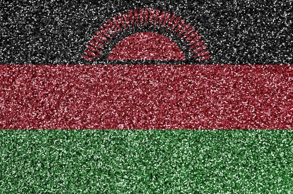 Malawi Flagga Avbildad Många Små Glänsande Paljetter Färgglada Festival Bakgrund — Stockfoto