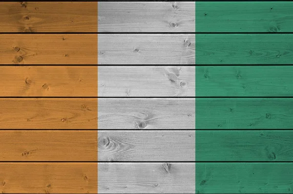 Elfenbenskustens Flagga Avbildad Klara Färger Gamla Träväggar Nära Håll Texturerad — Stockfoto