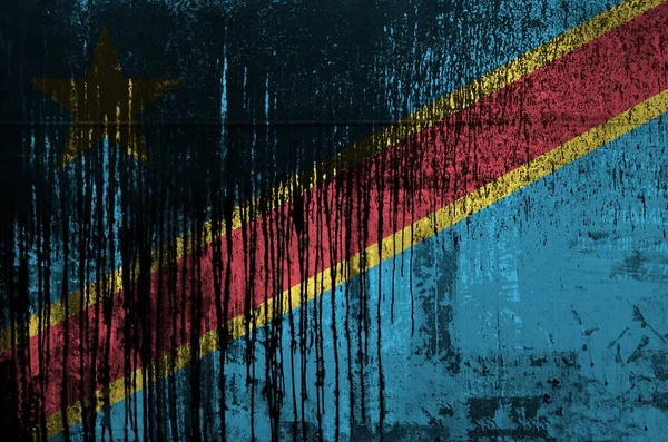 Bandera República Democrática Del Congo Representada Colores Pintura Pared Del — Foto de Stock
