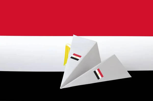 Egypte Vlag Afgebeeld Papier Origami Vliegtuig Oosterse Handgemaakte Kunst Concept — Stockfoto