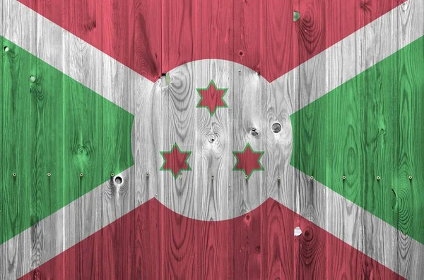 Burundi Flag Depicted Bright Paint Colors Old Wooden Wall Close — Stock Photo, Image