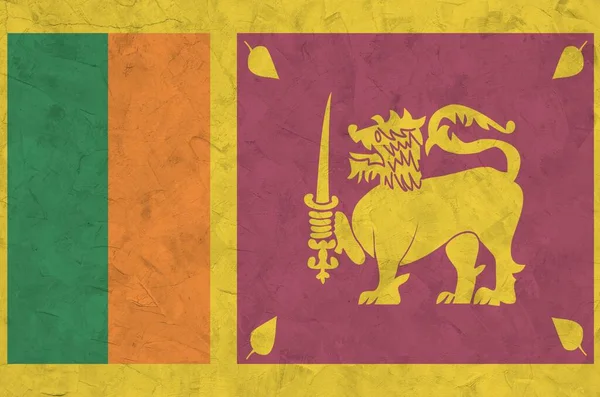 Sri Lanka Vlag Afgebeeld Heldere Verf Kleuren Oude Reliëf Gips — Stockfoto