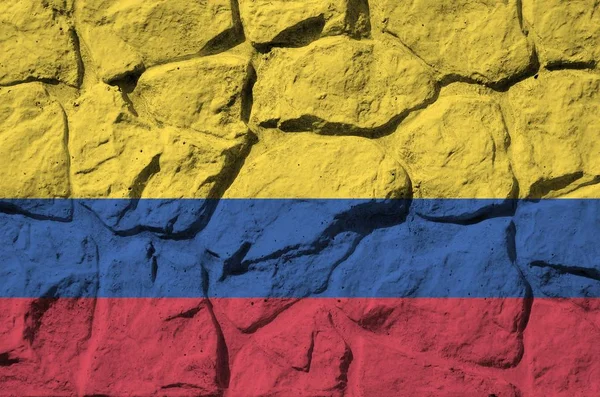 Colombia Vlag Afgebeeld Verf Kleuren Oude Stenen Muur Close Gestructureerde — Stockfoto