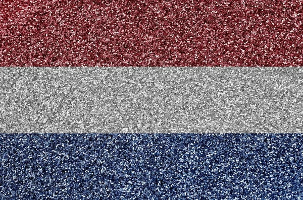 Голландський Прапор Зображений Багатьох Маленьких Блискучих Секвенірах Кольорове Свято Диско — стокове фото