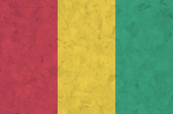 Bandiera Guinea Raffigurata Colori Vivaci Vernice Sul Vecchio Muro Intonaco — Foto Stock