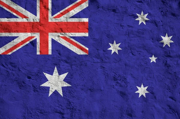 Bandera Australia Representada Colores Pintura Brillantes Antigua Pared Yeso Relieve — Foto de Stock