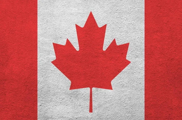 Canada Flag Depicted Bright Paint Colors Old Relief Plastering Wall — Stock Photo, Image