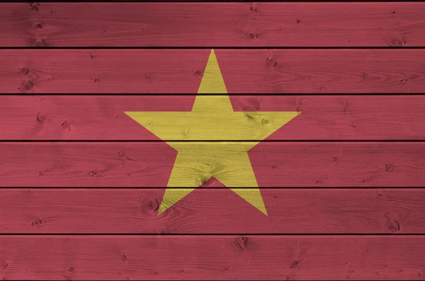 Vietnam Zászló Ábrázolt Élénk Festék Színek Régi Fából Készült Fal — Stock Fotó