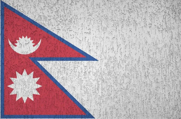 Nepal Bayrağı Eski Kabartma Duvarda Parlak Boya Renkleriyle Resmedilmiş Kabataslak — Stok fotoğraf