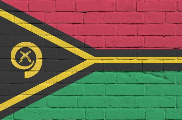 Bandeira Vanuatu Retratada Cores Tinta Parede Tijolo Velho Perto Banner — Fotografia de Stock