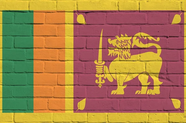 Sri Lanka Vlag Afgebeeld Verf Kleuren Oude Bakstenen Muur Close — Stockfoto