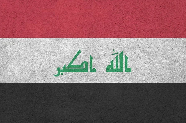 Bandeira Iraque Retratada Cores Tinta Brilhantes Parede Reboco Alívio Antigo — Fotografia de Stock