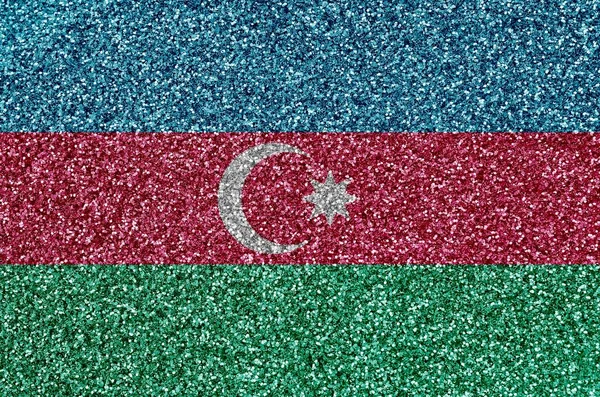 Azerbaijan flag depicted on many small shiny sequins. Colorful festival background for disco party