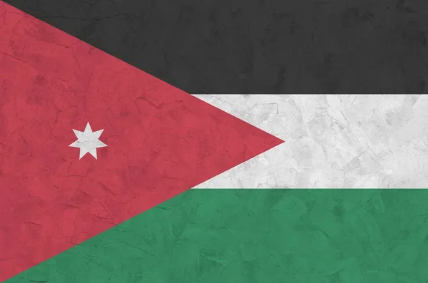 Bandera Jordania Representada Colores Pintura Brillantes Antigua Pared Yeso Relieve —  Fotos de Stock