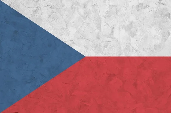 Czeska Flaga Przedstawiona Jasnych Kolorach Farby Starych Tynkarskich Ścianach Reliefowych — Zdjęcie stockowe