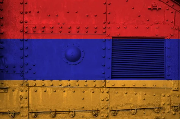 Armenien Flagga Avbildad Sidan Del Militär Pansarvagn Närbild Arméns Styrkor — Stockfoto