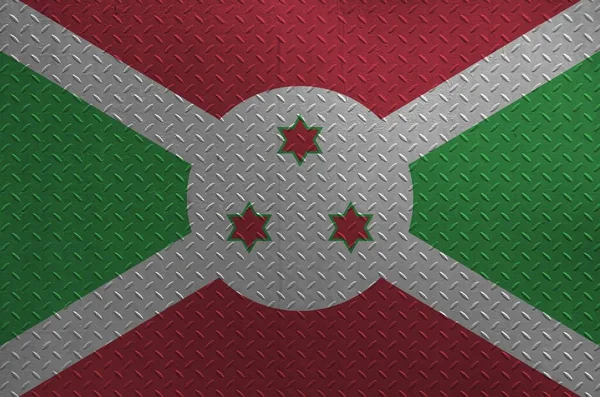 Bandera Burundi Representada Colores Pintura Una Vieja Placa Metal Cepillado —  Fotos de Stock