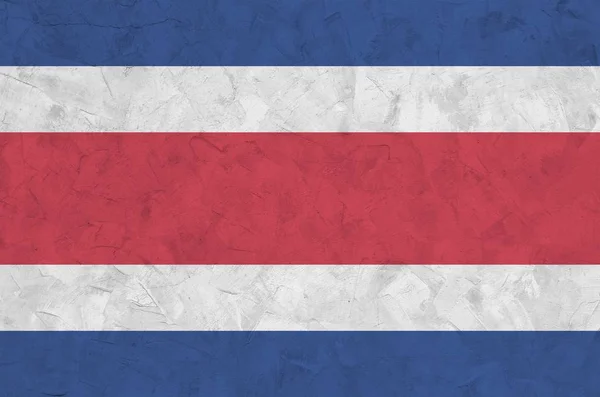 Bandera Costa Rica Representada Colores Pintura Brillantes Antigua Pared Yeso — Foto de Stock