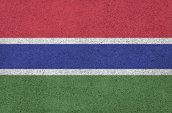Bandera Gambia Representada Colores Pintura Brillantes Antigua Pared Yeso Relieve — Foto de Stock
