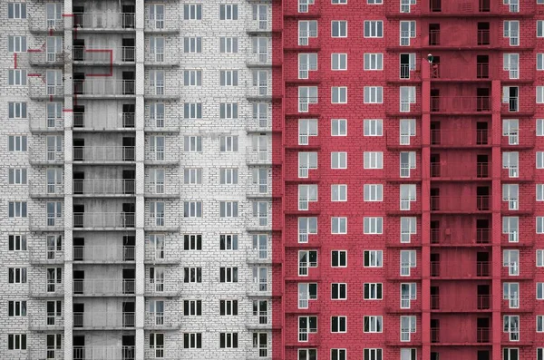 Malta Flag Depicted Paint Colors Multi Storey Residental Building Construction — Stock Photo, Image