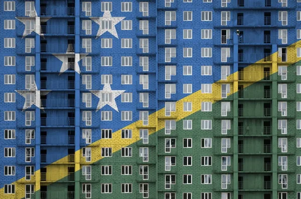 Auf Mehrstöckigen Wohngebäuden Die Bau Sind Weht Die Flagge Der — Stockfoto