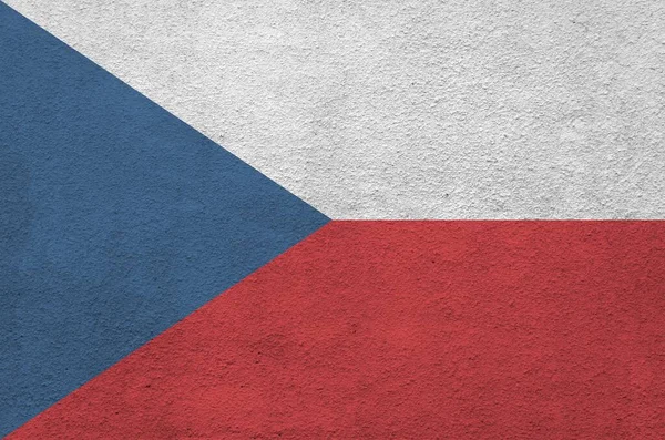 Česká Vlajka Vyobrazená Jasných Barvách Staré Reliéfní Omítce Zblízka Texturovaný — Stock fotografie