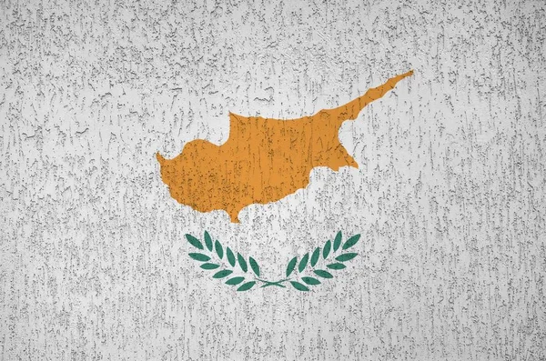 Bandera Chipre Representada Colores Pintura Brillantes Antigua Pared Yeso Relieve — Foto de Stock
