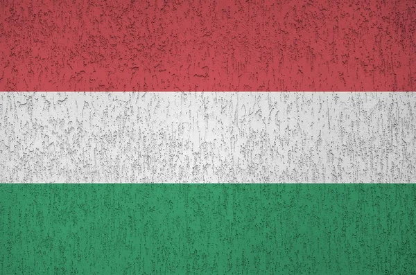 Прапор Угорщини Зображений Яскравими Кольорами Фарби Старому Рельєфному Штукатурному Мурі — стокове фото
