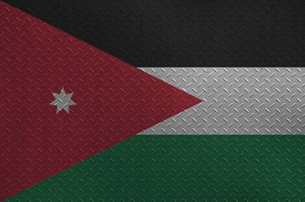 Drapeau Jordanien Représenté Couleurs Peinture Sur Une Vieille Plaque Mur — Photo