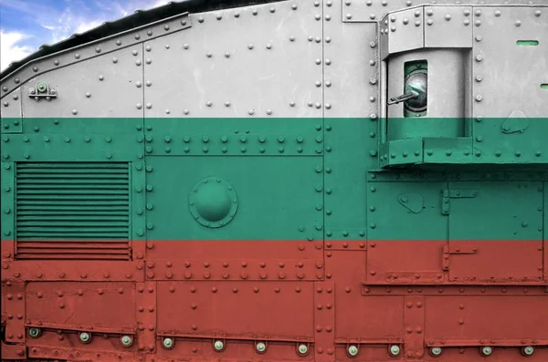 Bulgarije Vlag Afgebeeld Zijkant Deel Van Militaire Gepantserde Tank Van — Stockfoto
