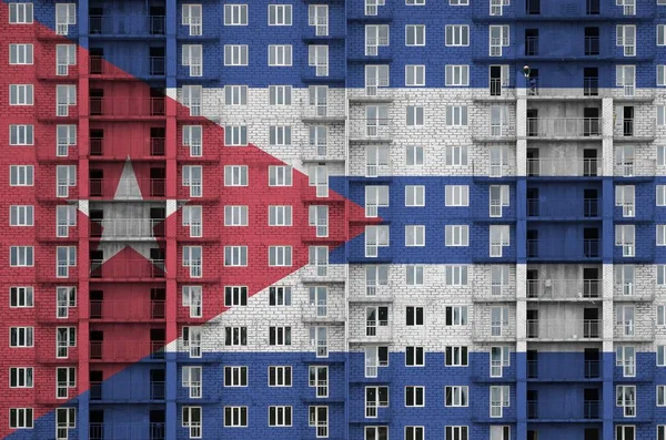 Cuba Flag Depicted Paint Colors Multi Storey Residental Building Construction — Stock Photo, Image