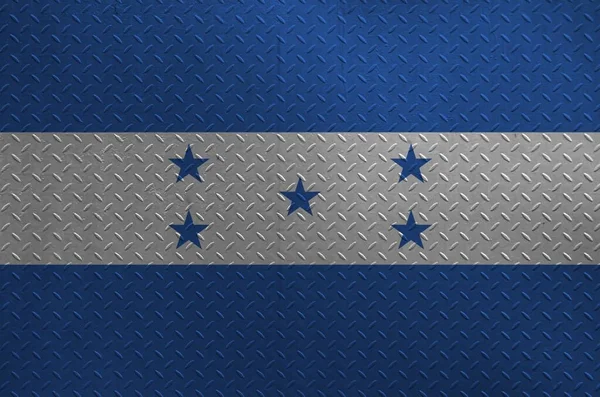 Bandera Honduras Representada Colores Pintura Sobre Placa Metal Cepillado Pared — Foto de Stock