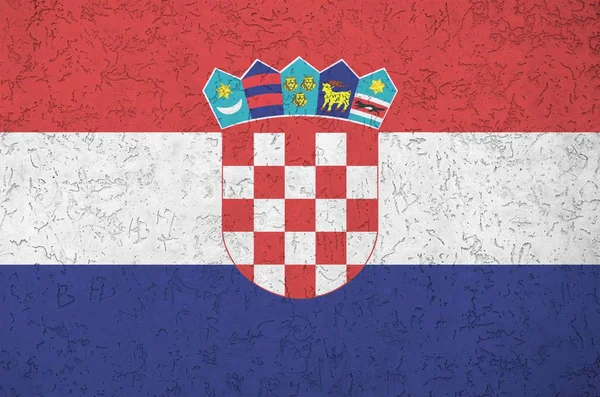 Drapeau Croatie Représenté Dans Des Couleurs Vives Peinture Sur Vieux — Photo