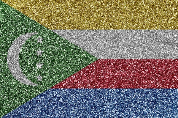 Comoros Flag Depicted Many Small Shiny Sequins Colorful Festival Background — Stock Photo, Image