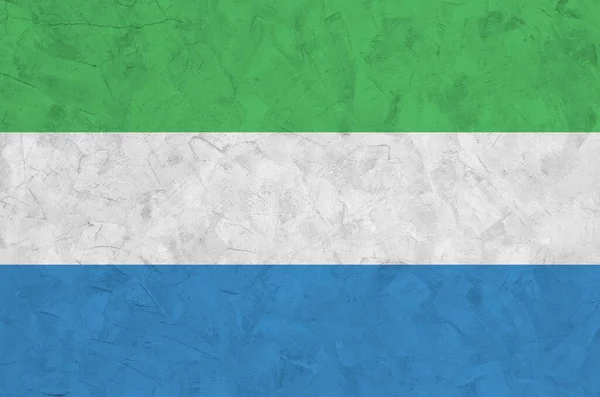 Sierra Leone Flagga Skildras Ljusa Färg Färger Gamla Relief Putsning — Stockfoto