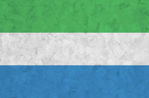 Drapeau Sierra Leone Représenté Dans Des Couleurs Vives Peinture Sur — Photo