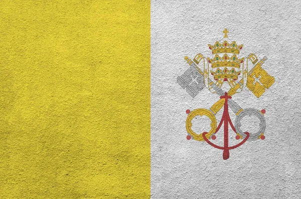 바티칸 국기는 구호용 색으로 묘사되어 배경에 길들여진 현수막 — 스톡 사진